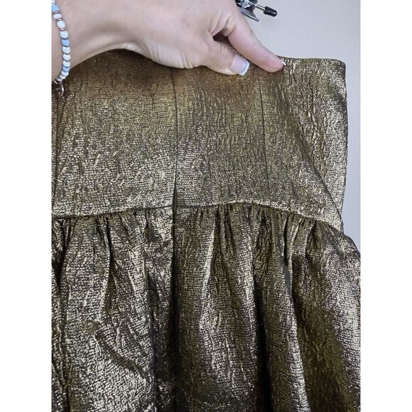 Self-Portrait Gold Metallic Jacquard Mini Dress Cocktail Formal Holiday Size 6 - Picture 15 of 16